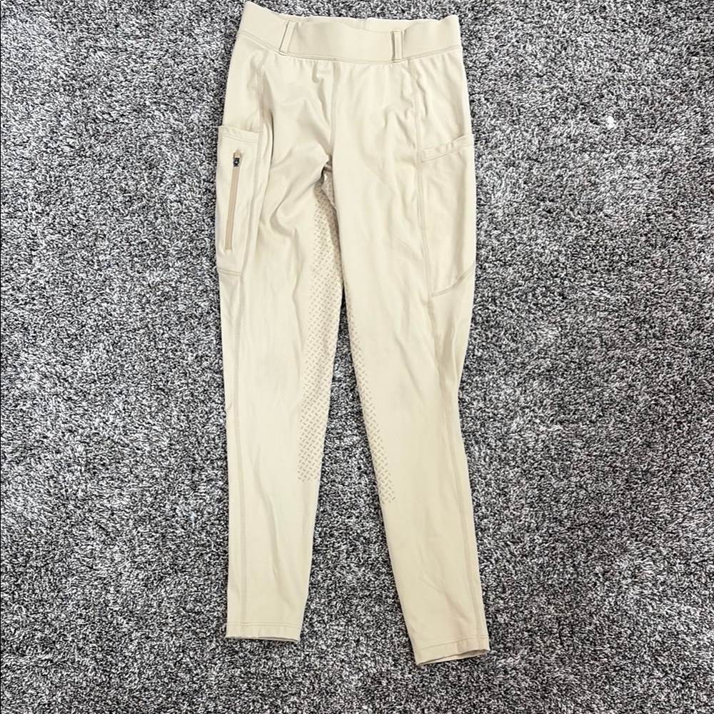 Santiny women’s horse riding pants zipper grippy tan color